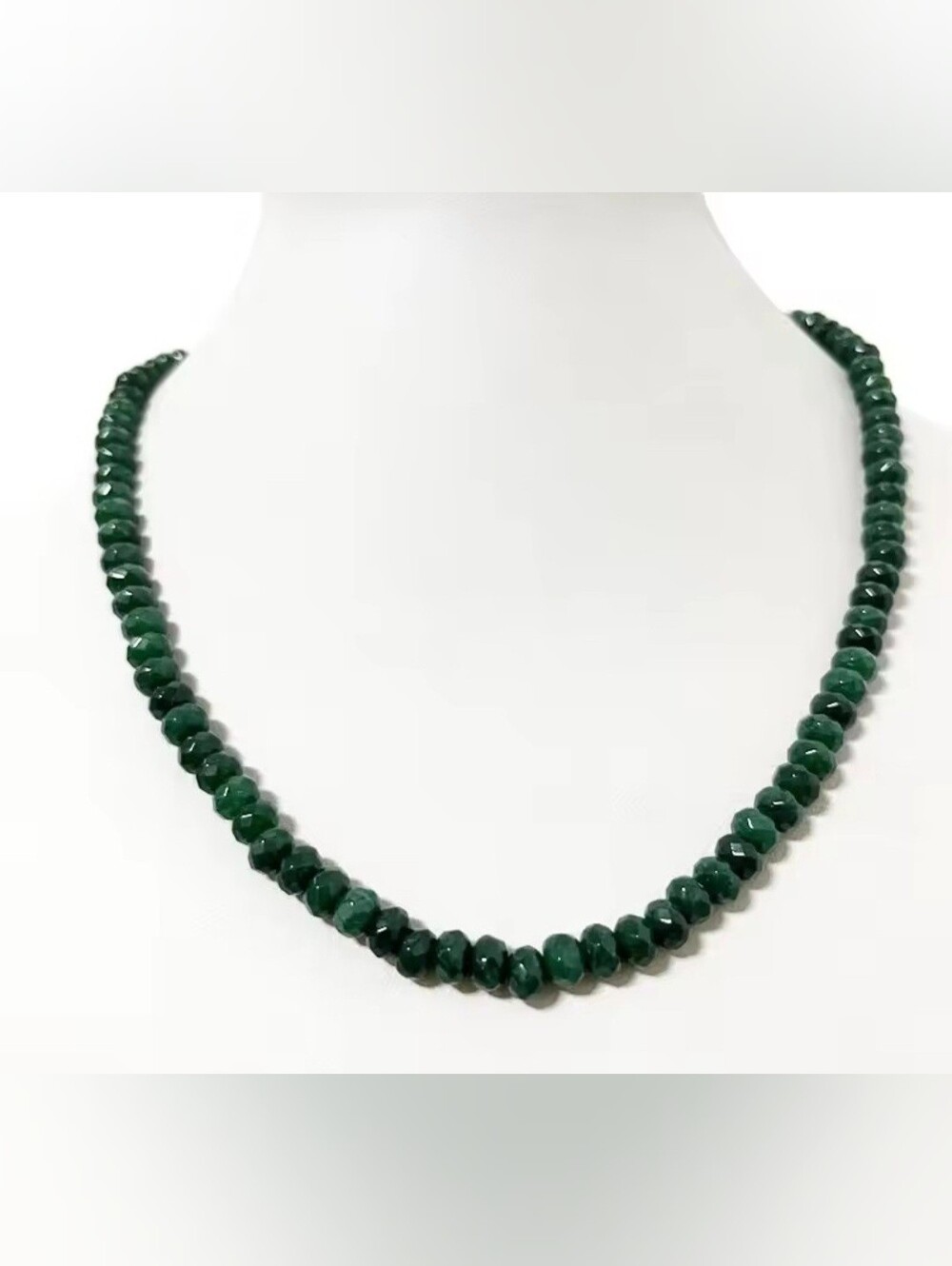 🫶🫶NEW🫶🫶 ELEGANT!! 6MM Faceted GREEN EMERALD JADE Necklace
